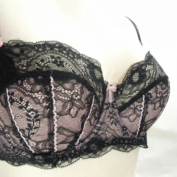 32D Jezebel 10035 Sylvia Unlined Lace UW Bra Black NWT - Picture 2 of 9